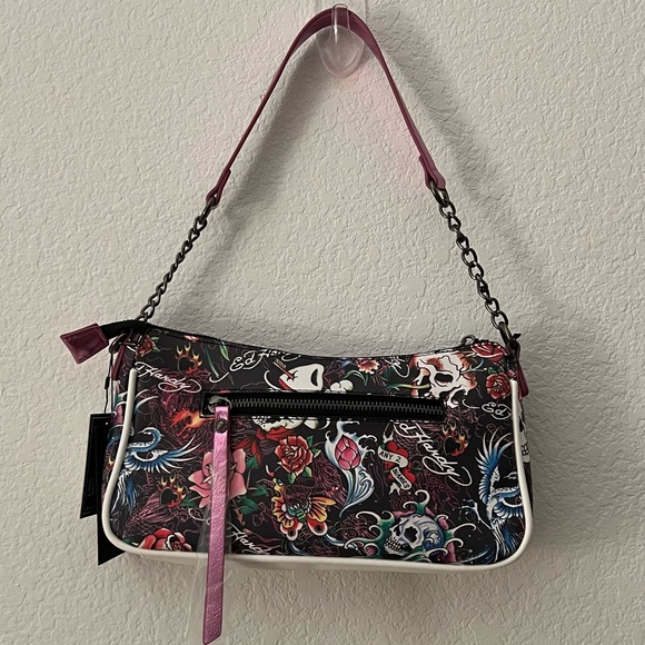 NEW! Authentic Ed Hardy Skull & Roses Convertible Crossbody & Shoulder Bag - Picture 3 of 12